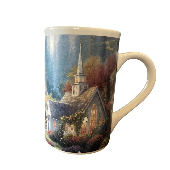 Thomas Kinkade Coffee Mug The Forest Chapel Church Fall Autumn Decor - Picture 1 of 9
